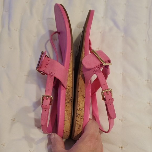 NWT Cole Haan Francine Demi Wedge Pink T-Strap Sandals/Adjustable Buckle (31) - Picture 6 of 10